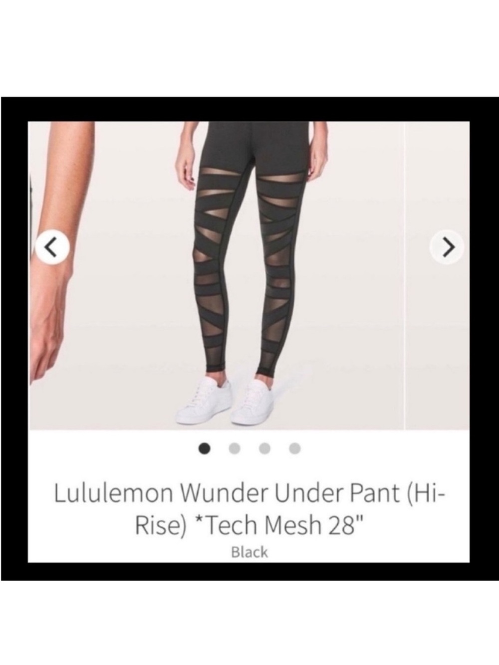 Black lululemon leggings with mesh zig zag cutouts